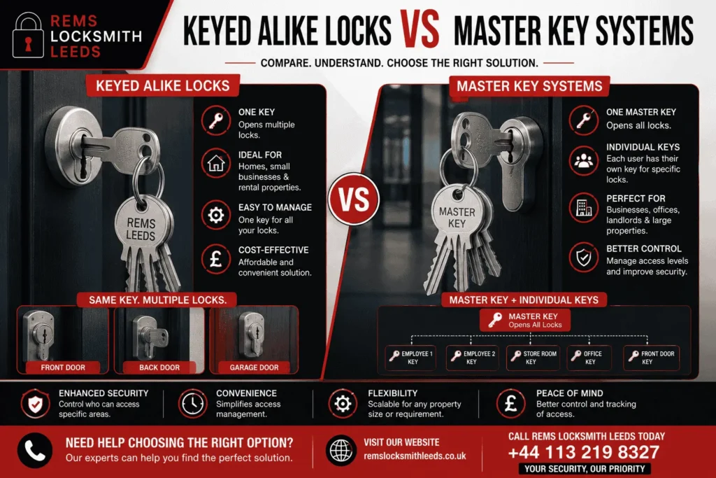 keyed alike locks and master key systems.